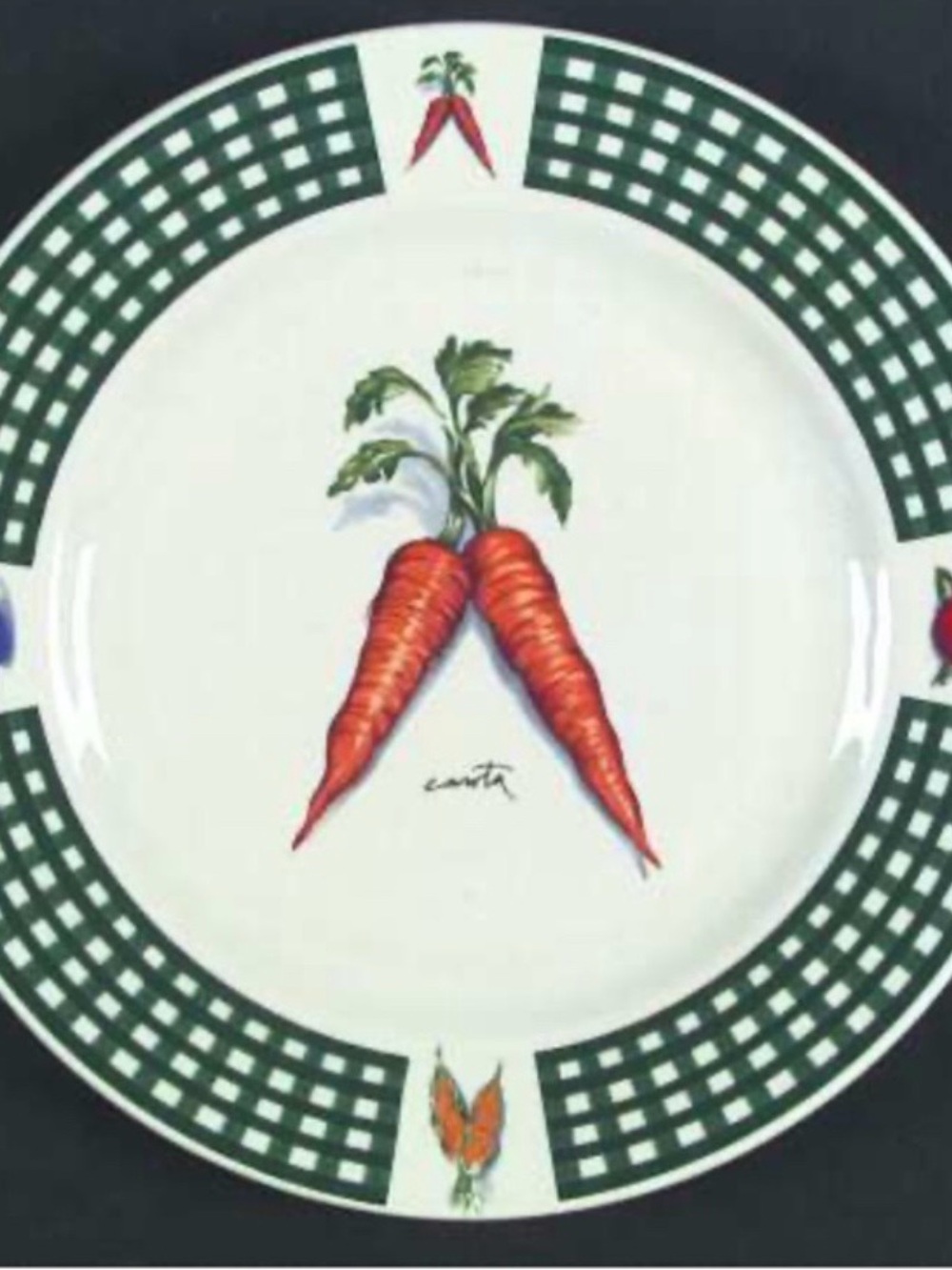 Vitg. Table Tops  Unlimited Carrot Pattern Dinner Plate - Green and Orange